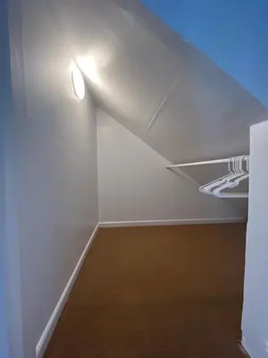 a room with a white ceiling with a light at Sunny Queen bedroom feel like home!! in Englewood