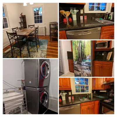 a collage of pictures of a kitchen with a refrigerator at Live the Walkable Darien Lifestyle in this Charming Noroton Heights Gem! in Darien
