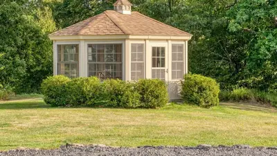 a small gazebo in the middle of a yard at Chester by AvantStay Amazing Views Secluded Home A True City Escape in Austerlitz