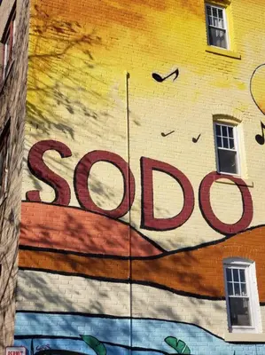 a painting of a stop sign on the side of a building at The Traveler Suite C1 in Hartford