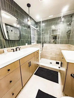 a bathroom with a shower and a sink and a tub at NEWLY REMODELED FOUR BEDROOM All SEASON CONDO W MOUNTAIN VIEWS in East Jewett