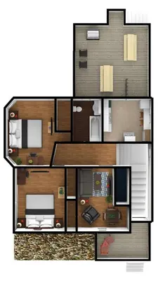 a floor plan of a house with at 1st Base Apt 2 All Star Baseball Rentals in Oneonta