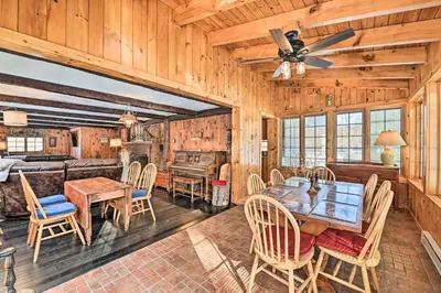 a dining room with a table and chairs at All Year-Round Retreat Near Windham Mountain in Conesville