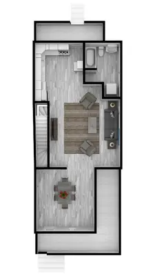 a rendering of a floor plan of a house at Triple Play Apt 2 All Star Baseball Rentals in Oneonta