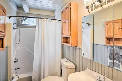 a bathroom with a toilet and a shower at Berkshires Getaway Less Than 1 Mi Skiing and Hiking! in Shelburne Falls