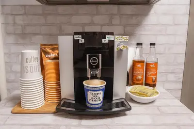 a coffee maker sitting on top of a counter at Blue style Room in Guesthouse in New York