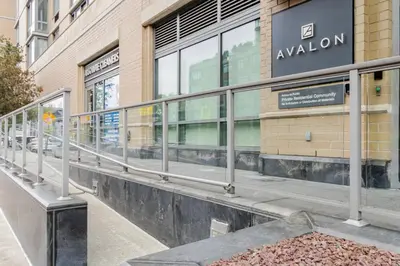 a walkway in front of a building at LIC 1BR w WD Elevator Doorman nr E River NYC-852 in New York