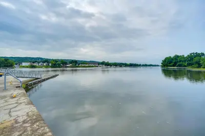 a view of a river from a bridge at Canal-Front Waterford Apartment on Hudson River in Waterford