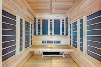 a sauna with a bench in a wooden room at Mountain Village 5H Unit A in Dover