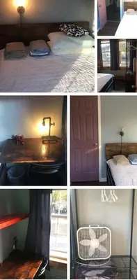 a collage of photos of a room with a bed and a door at Rock Pad for Yale, Visitors, Nurses, Staff in New Haven