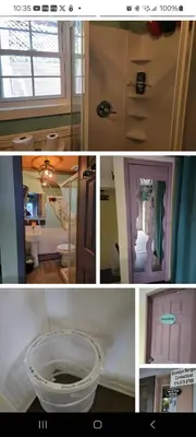 a collage of four pictures of a bathroom at Rock Pad for Yale, Visitors, Nurses, Staff in New Haven