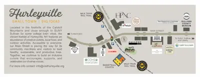 a map of the sights of the castleyards at tree center in itsvious at Chic Catskills Getaway Bungalow in Hurleyville